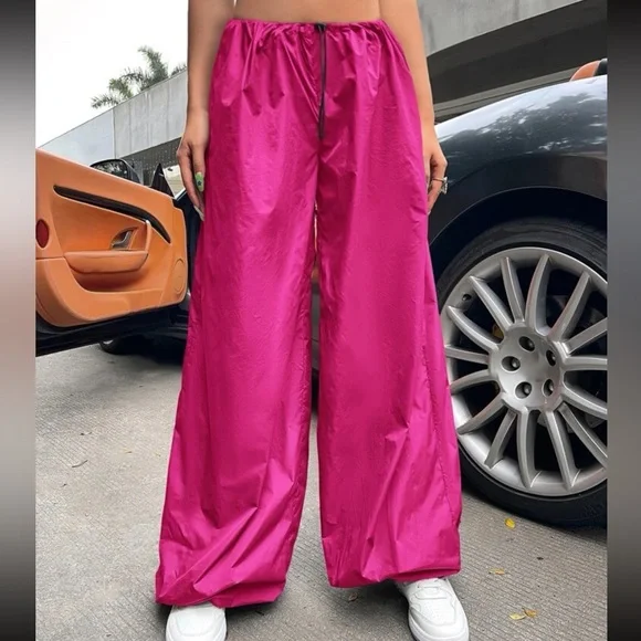 SHEIN 90s Low Rise Drawstring Waist Parachute Pants - Picture 3 of 3